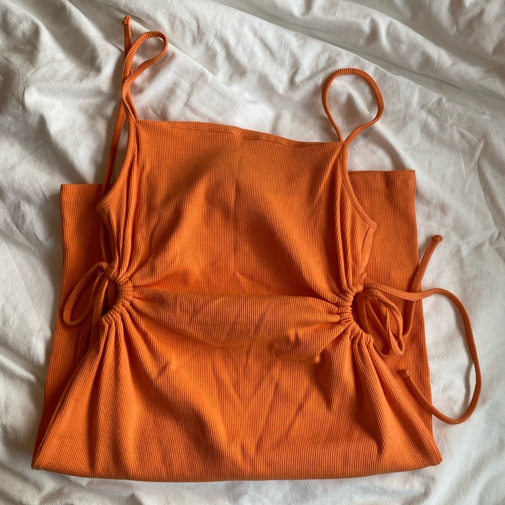 orange zara dress